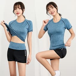 Bộ quần áo tập Gym nữ - Set quần đùi và áo thun thể thao tay ngắn