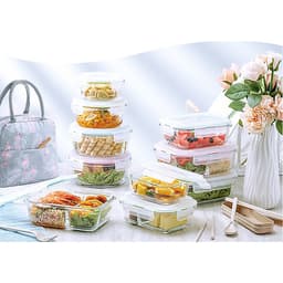 Bộ Hộp Cơm Thủy Tinh Giữ Nhiệt  Văn Phòng Cao Cấp - Kèm Túi Xách và Hộp Đựng Đũa Thìa Home Basics
