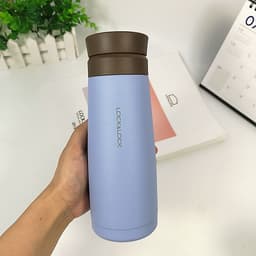 Bình Giữ Nhiệt Lock&Lock Macaron 450ml LHC4230 - Hàng Chính Hãng, Chất Liệu Thép Không Gỉ, Có Lưới Lọc Trà Tiện Dụng Kèm Ống Hút Inox 304
