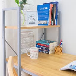 Bàn Làm Việc BEYOURs Neuly Table Gỗ Chân Sắt Phối Kệ Sách Đa Năng