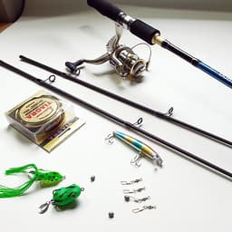 Bộ Cần Câu Lure máy đứng 2 ngọn + máy câu cá kim loại TFB 3000 + cước câu + 3 mồi câu lure + phụ kiện