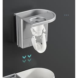 KỆ TREO BÀN CHẢI ĐÁNH RĂNG, TÍCH HỢP ĐỒ LẤY KEM THÔNG MINH (2LY) MÀU ĐEN-TRẮNG VÀ XÁM -TRẮNG