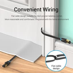 Cáp Mạng Ethernet/RJ45/LAN Vention Cat 8 SSTP đúc sẵn 2 đầu, dài 1m đến 5m - Hàng chính hãng