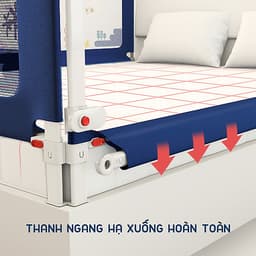 Thanh chắn giường cho bé an toàn cao cấp chống kẹt, cao tới 105cm, hạ được 1 góc, 24 nắc điều chỉnh mẫu mới nhất trượt lên xuống (Giá 1 thanh) 