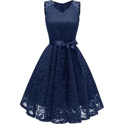 Đầm Ren Dự Tiệc Cổ Chữ V Sát Nách Thắt Lưng Công Chúa