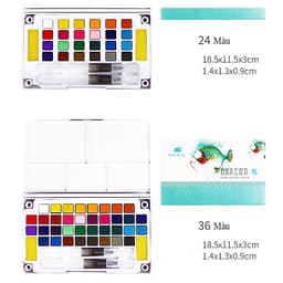 Bộ Màu Nước  Water Color Cao Cấp 12/18/24/36 Màu Tặng  Bút Nước, 2 Mút, 1 Palette