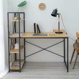 Bàn Làm Việc BEYOURs Neuly Table Gỗ Chân Sắt Phối Kệ Sách Đa Năng