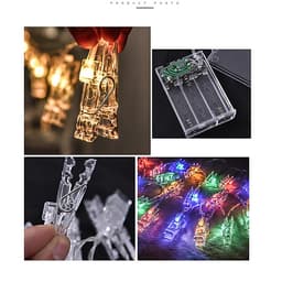Bộ dây 20 kẹp ảnh có đèn led trang trí sinh nhât, nhà cửa, sự kiện chụp ảnh MT-203 (dùng pin AA)
