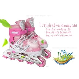 Giày trượt Patin thể thao tăng cường vận động, giải trí cho trẻ em HM089 bánh xe phát sáng tặng kèm bộ đồ bảo hộ 7 món