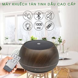 Máy Xông Tinh Dầu Có Loa Bluetooth Kết Nối Với Điện Thoại Nghe Nhạc Cực Hay, Máy Khuếch Tán Tinh Dầu Cho Phòng Lớn Thể Tích 1000ML, Có Remote Điều Khiển Từ Xa và Đèn LED Biến Đổi Màu Cực Đẹp