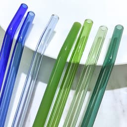 Ống Hút Thủy Tinh Lẻ Thẳng/Cong - Nhiều Màu - 20cm x 0.8cm