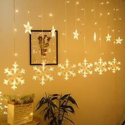 Dây Đèn LED Rèm Trăng Sao Chống Thấm Nước Trang Trí Ngoài Trời - Dài 2.5 Mét