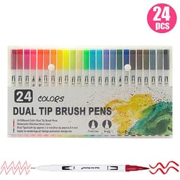 Dual Tip Brush Pens Art Markers Set Flexible Brush & 0.4mm Fineliner Tips Watercolor Color Pens Perfect for