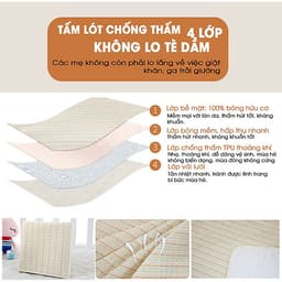 Tấm lót chống thấm cho bé Organic Good Cotton Babyup. Miếng lót chống thấm 4 lớp, mềm mại, thoáng khí, siêu thấm hút, có thể giặt, an toàn cho bé