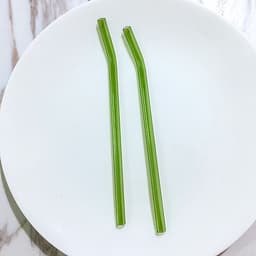 Ống Hút Thủy Tinh Lẻ Thẳng/Cong - Nhiều Màu - 20cm x 0.8cm