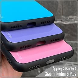 Ốp lưng cho Xiaomi Redmi 5 Plus gương cứng 2 màu Gradient Ver 2 , viền TPU dẻo đen