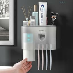 Bộ Nhả Kem Đánh Tự Động OENON, Kệ Treo Bàn Chải Nhà Tắmg Dán Tường Kèm Cốc Hút Từ Tính - OEKEM