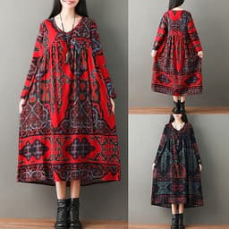 Đầm Retro Dáng Rộng Cổ Tim Nữ