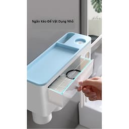 KỆ TREO BÀN CHẢI ĐÁNH RĂNG, TÍCH HỢP ĐỒ LẤY KEM THÔNG MINH (2LY) MÀU ĐEN-TRẮNG VÀ XÁM -TRẮNG