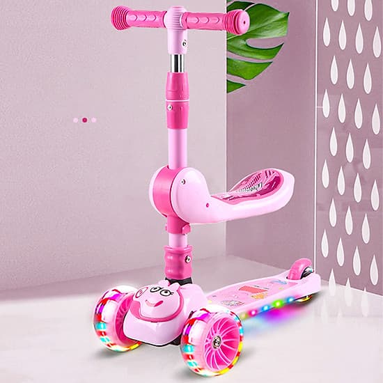 Xe trượt scooter 3 bánh cao cấp dành cho bé, phát nhạc, bánh xe phát sáng vĩnh cửu, rèn luyện vận động, tăng chiều cao cho bé, chịu lực lên tới 90kg