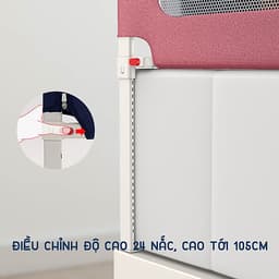 Thanh chắn giường cho bé an toàn cao cấp chống kẹt, cao tới 105cm, hạ được 1 góc, 24 nắc điều chỉnh mẫu mới nhất trượt lên xuống (Giá 1 thanh) 