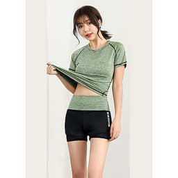Bộ quần áo tập Gym nữ - Set quần đùi và áo thun thể thao tay ngắn