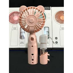 Quạt cầm tay mini có phun sương chất liệu nhựa ABS bền đẹp thiết kế đáng yêu có cổng sạc hình tai gấu