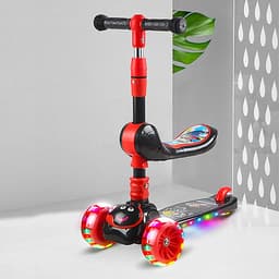 Xe trượt scooter 3 bánh cao cấp dành cho bé, phát nhạc, bánh xe phát sáng vĩnh cửu, rèn luyện vận động, tăng chiều cao cho bé, chịu lực lên tới 90kg