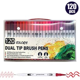 Dual Tip Brush Pens Art Markers Set Flexible Brush & 0.4mm Fineliner Tips Watercolor Color Pens Perfect for