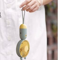 Quạt Mini Cầm Tay Sạc USB 500Mah Nhỏ Gọn Kèm Dây Đeo Hình Có Tai Xinh Xắn