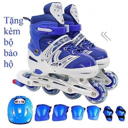 Giày trượt Patin thể thao tăng cường vận động, giải trí cho trẻ em HM089 bánh xe phát sáng tặng kèm bộ đồ bảo hộ 7 món
