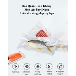 2 Cuộn Túi Hút Chân Không Thực Phẩm Một Mặt Nhám Một Mặt Trơn Dạng Hạt Mịn Hàng Chính Hãng