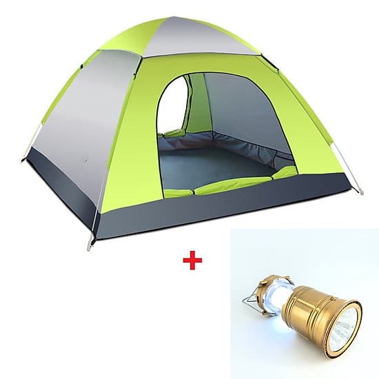 Lều cắm trại 4 người tự bung chống thấm kích thước 200 x 200 x 120cm nặng 1.7kg, liều cắm trại 2 cửa mini dùng để đi du lịch dã ngoại câu cá tiện lợi - [TẶNG ĐÈN PIN LED DÃ NGOẠI ĐA NĂNG]