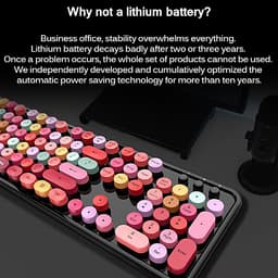 Bàn phím và chuột màu hỗn hợp trò chơi 2.4Ghz không dây Vintage Universal Bàn phím và bàn chơi game dành cho nữ