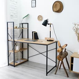Bàn Làm Việc BEYOURs Neuly Table Gỗ Chân Sắt Phối Kệ Sách Đa Năng