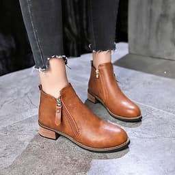 Giày bốt Martin Hàn Quốc đế dày khóa kéo thời trang nữ tính