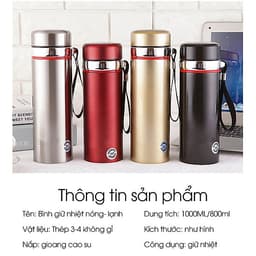 Bình Giữ Nhiệt Nóng, Lạnh Inox, Bình Lưỡng Tính  Ly, Cốc Cách Nhiệt Cao Cấp , 1000ml 2 Lớp, Có Tấm Lọc, Giữ Nhiệt Lên Đến 8 Tiếng