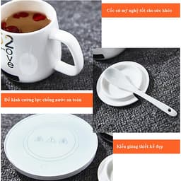 Ly uống nước cafe giữ nóng nhiệt độ, ly đun nước văn phòng, cốc gia nhiệt giữ nóng