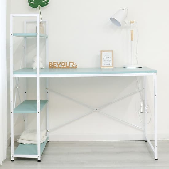 Bàn Làm Việc BEYOURs Neuly Table Gỗ Chân Sắt Phối Kệ Sách Đa Năng