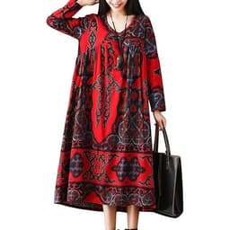 Đầm Retro Dáng Rộng Cổ Tim Nữ