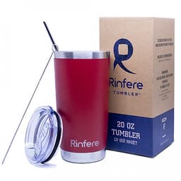 Ly Giữ Nhiệt Nắp Trượt Chống Tràn Rinfere - Tặng Kèm Ống Hút Không Gỉ, Dụng Cụ Vệ Sinh Ông Hút (590ml)