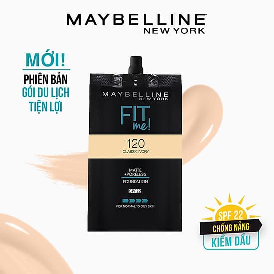 Kem Nền Mịn Nhẹ Kiềm Dầu Fit Me Maybelline New York Matte Poreless Foundation Gói nắp vặn 5ml