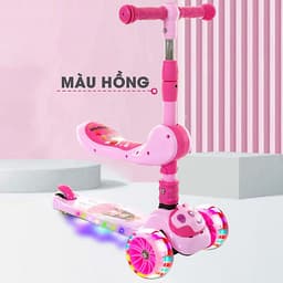Xe trượt scooter 3 bánh cao cấp dành cho bé, phát nhạc, bánh xe phát sáng vĩnh cửu, rèn luyện vận động, tăng chiều cao cho bé, chịu lực lên tới 90kg