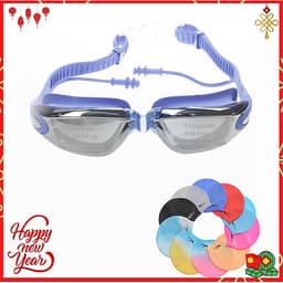 Kính Bơi Tráng Gương  kèm bịt tại cao cấp Cleacco chống sương mù , chống tia UV Hàng chính hãng - Tặng kèm nón bơi Silicon ( Màu ngẫu nhiên ) 