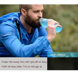 Bình nước thể thao Bình nước tập gym Bình đựng nước thể thao tập gym gấp gọn du lịch phượt dã ngoại Naturehike NH61AO65-B