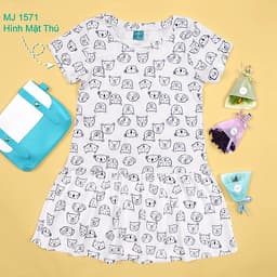 Váy Bé Gái 3-12 Tuổi Ngắn Tay MEEJENA Váy Cho Bé Gái Đủ Họa Tiết Vải Thun Hoa - 1571