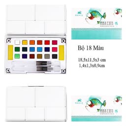 Bộ Màu Nước  Water Color Cao Cấp 12/18/24/36 Màu Tặng  Bút Nước, 2 Mút, 1 Palette