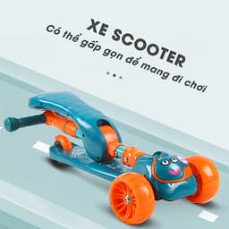 Xe trượt scooter 3 bánh cao cấp dành cho bé, phát nhạc, bánh xe phát sáng vĩnh cửu, rèn luyện vận động, tăng chiều cao cho bé, chịu lực lên tới 90kg