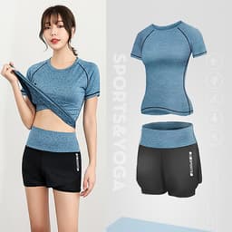 Bộ quần áo tập Gym nữ - Set quần đùi và áo thun thể thao tay ngắn