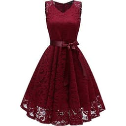Đầm Ren Dự Tiệc Cổ Chữ V Sát Nách Thắt Lưng Công Chúa